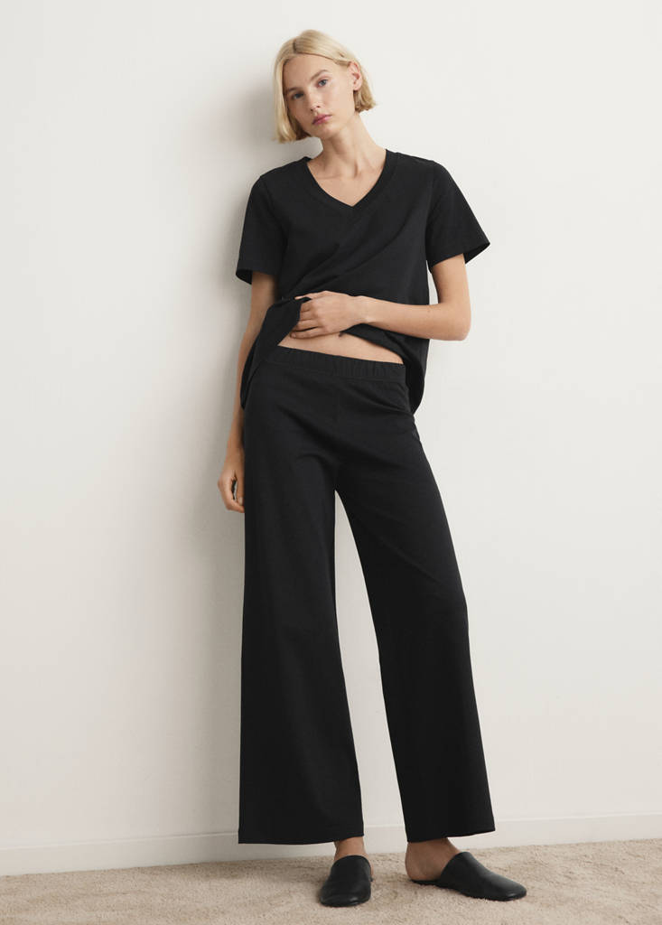 Long cotton pyjama trousers — Black
