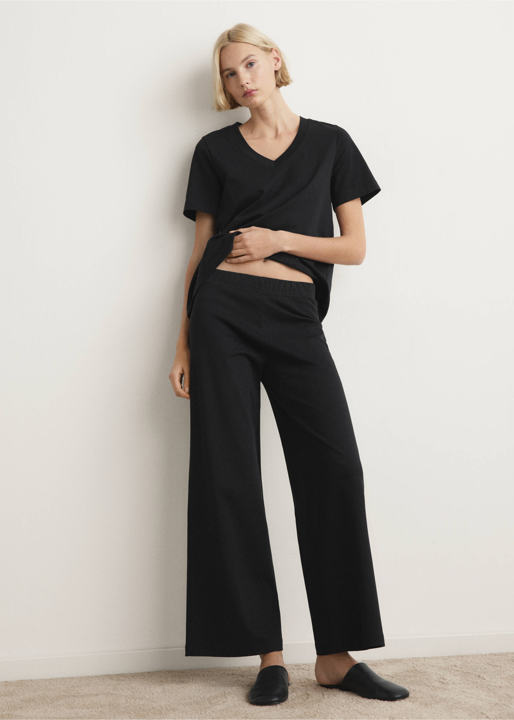 长款棉质睡裤 - null, 黑色. Ref: 27073317-00.