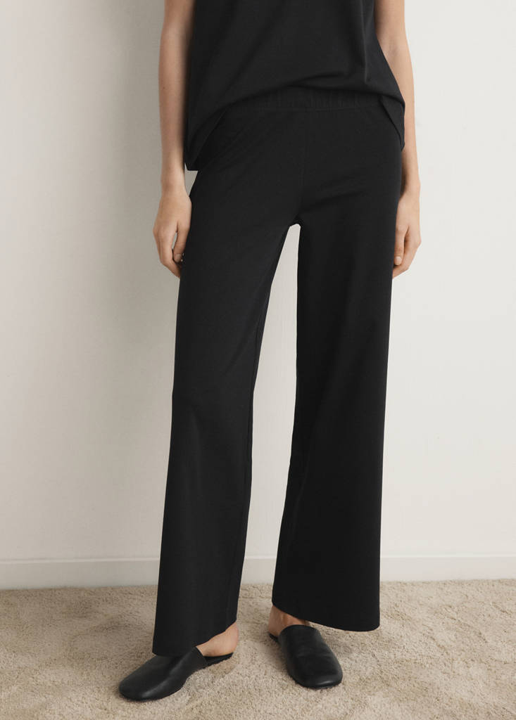 Long cotton pyjama trousers — Black