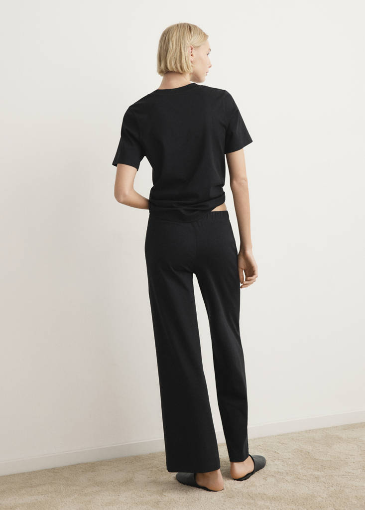 Long cotton pyjama trousers — Black