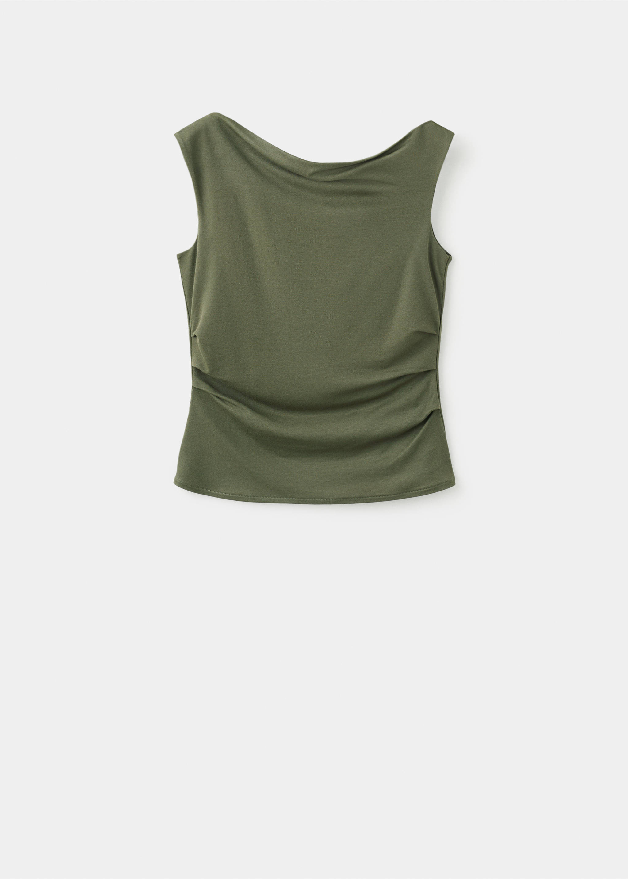 Asymmetrical top with draped neckline - Article without model, Khaki. Ref: 27073318-00.