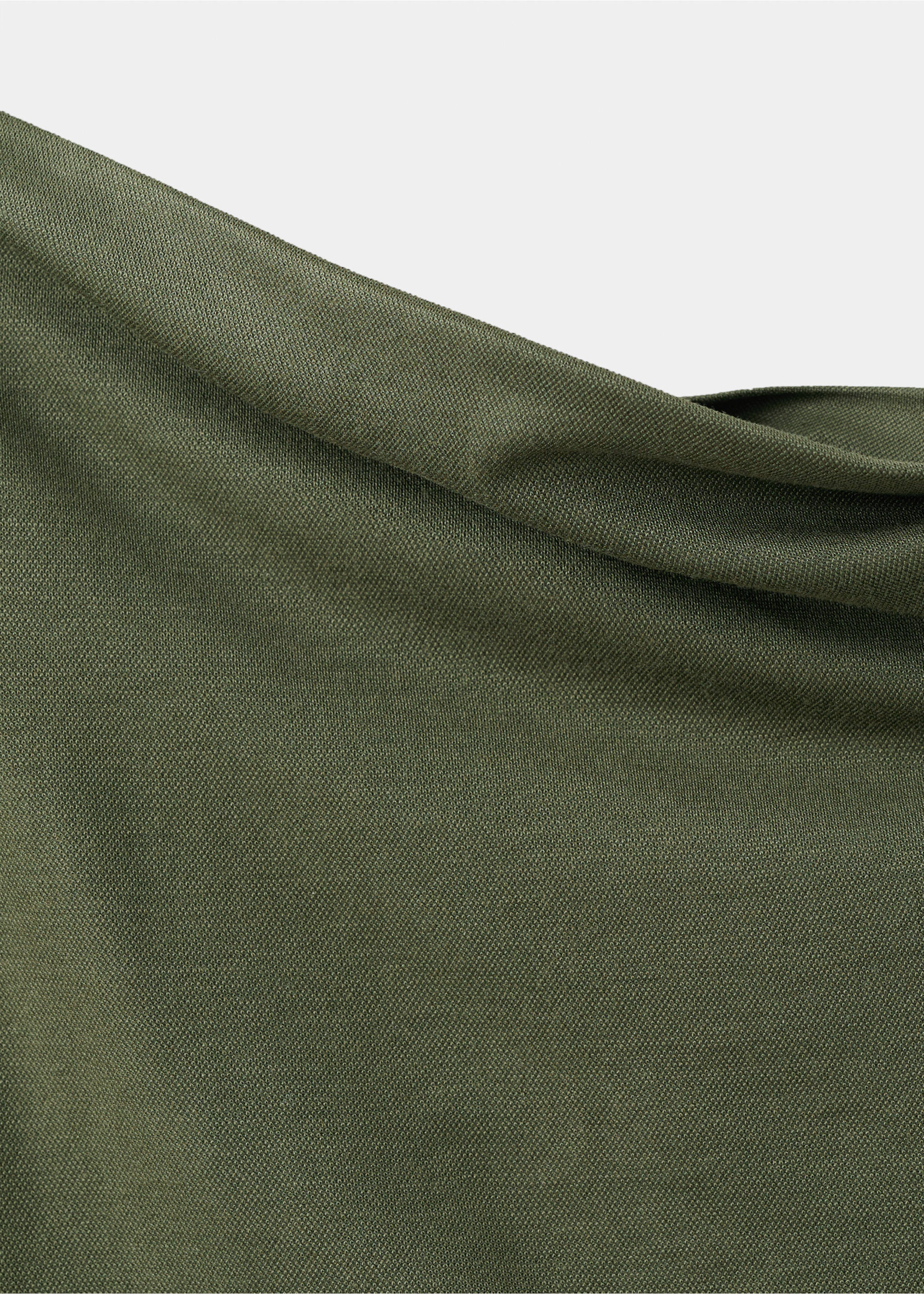 Asymmetrical top with draped neckline - Details of the article 8, Khaki. Ref: 27073318-00.