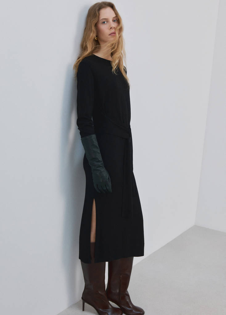 Knot knitted dress — Black