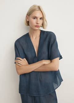 100% ramie kaftan with an overdyed effect — Ink Blue 1