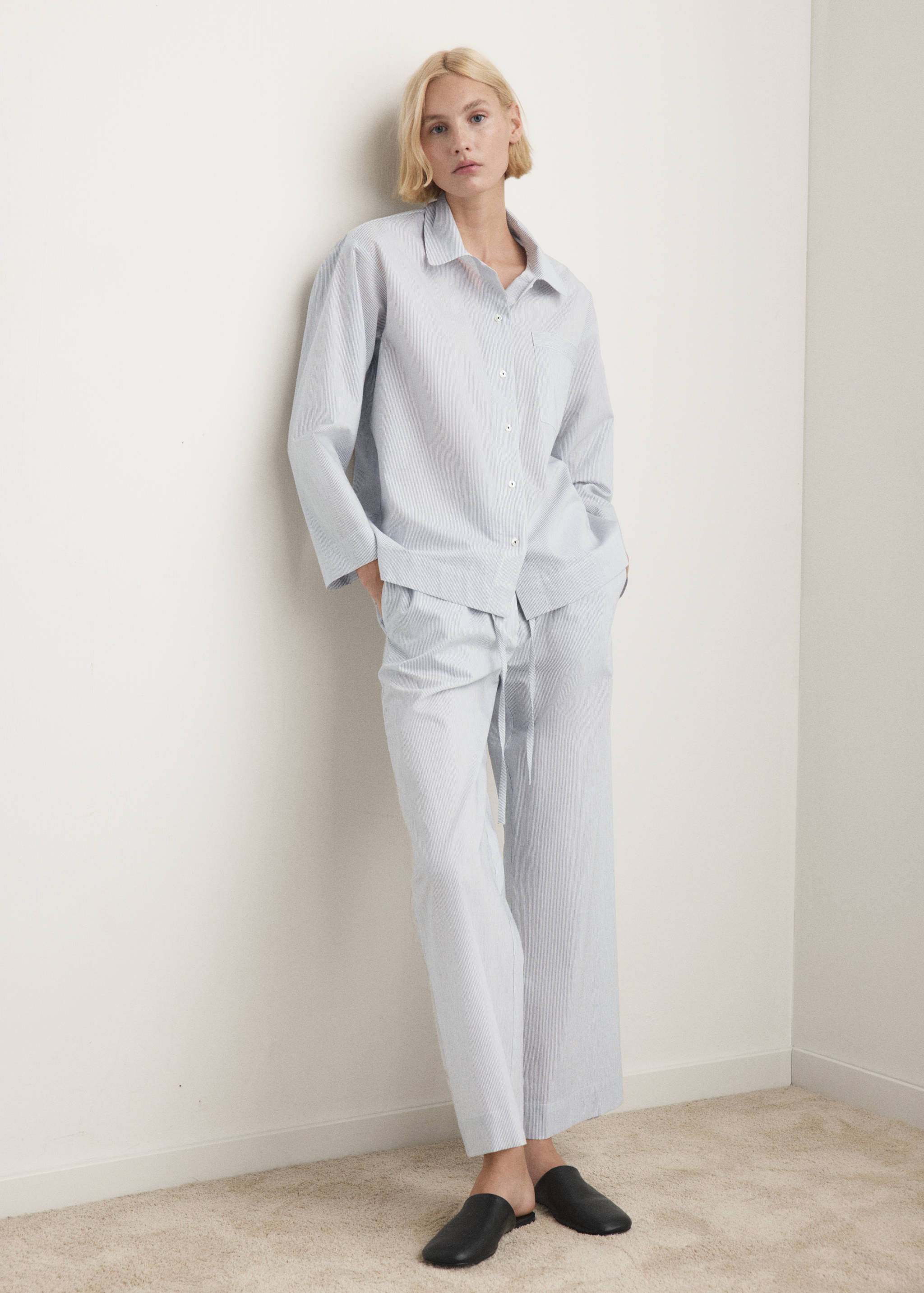 Cotton striped pyjama top - General plane