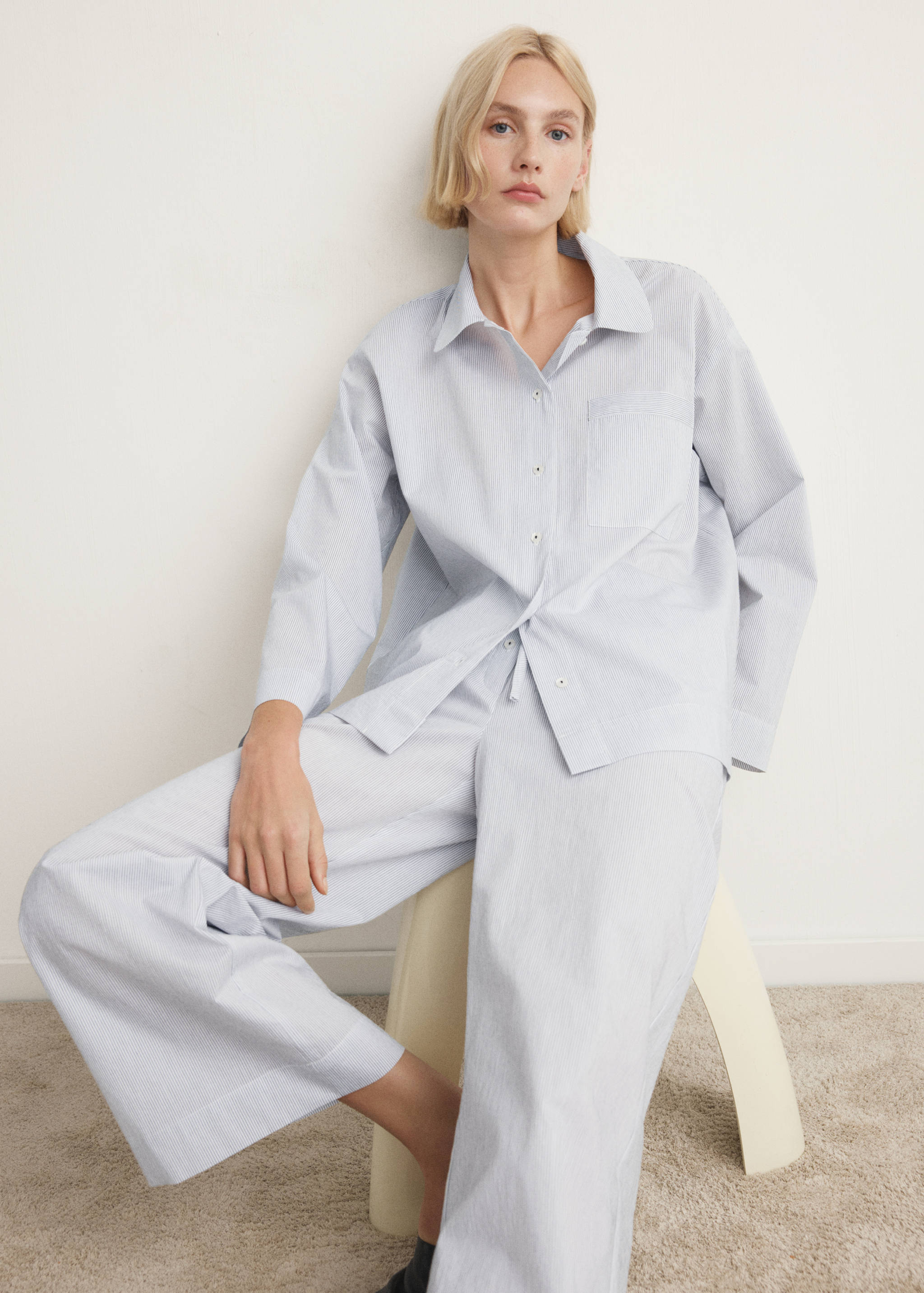 Cotton striped pyjama top - Details of the article 6