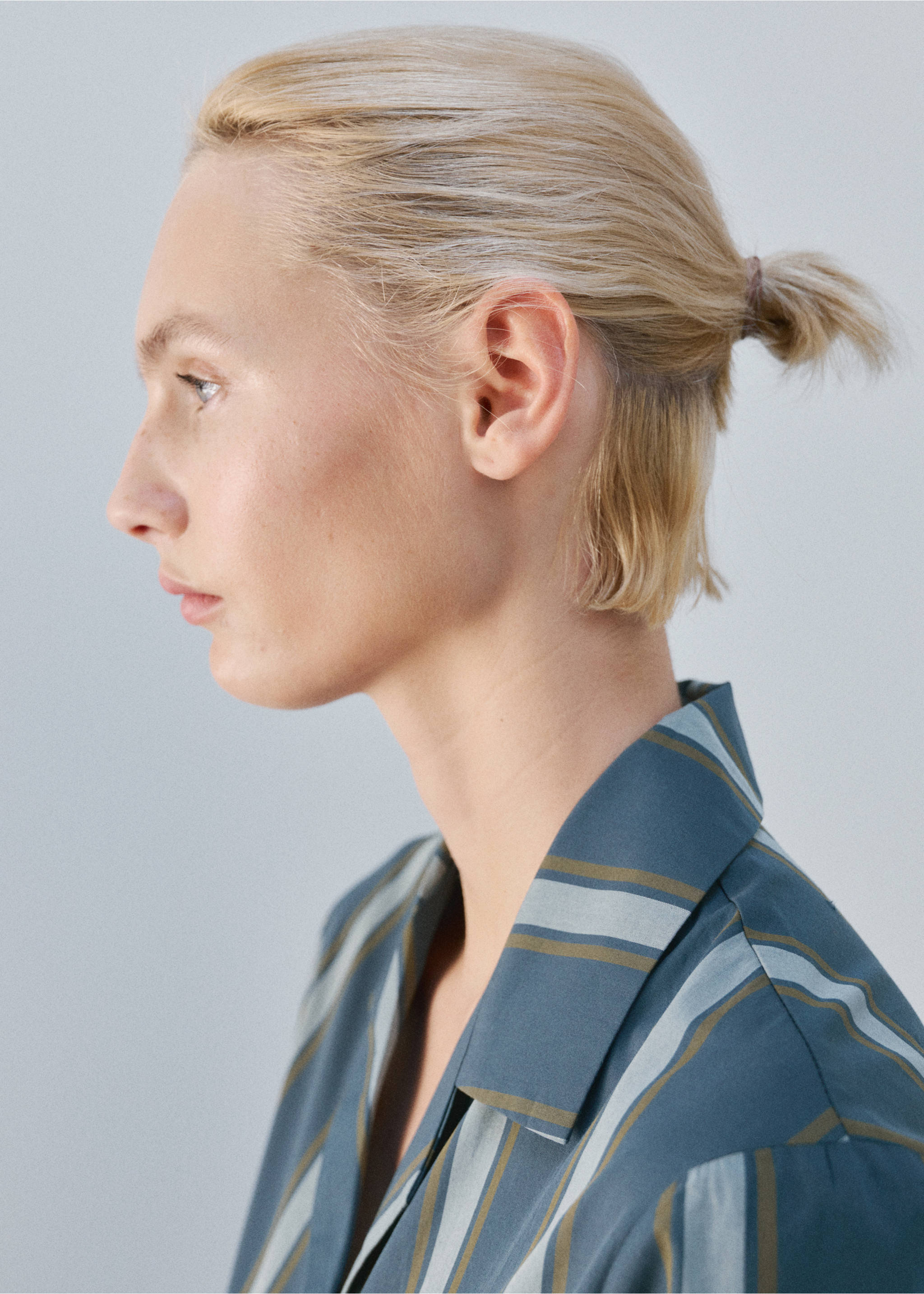 Chemise de pyjama à manches longues motifs rayés - Détail de l'article 1, Turquoise. Ref: 27073324-00.