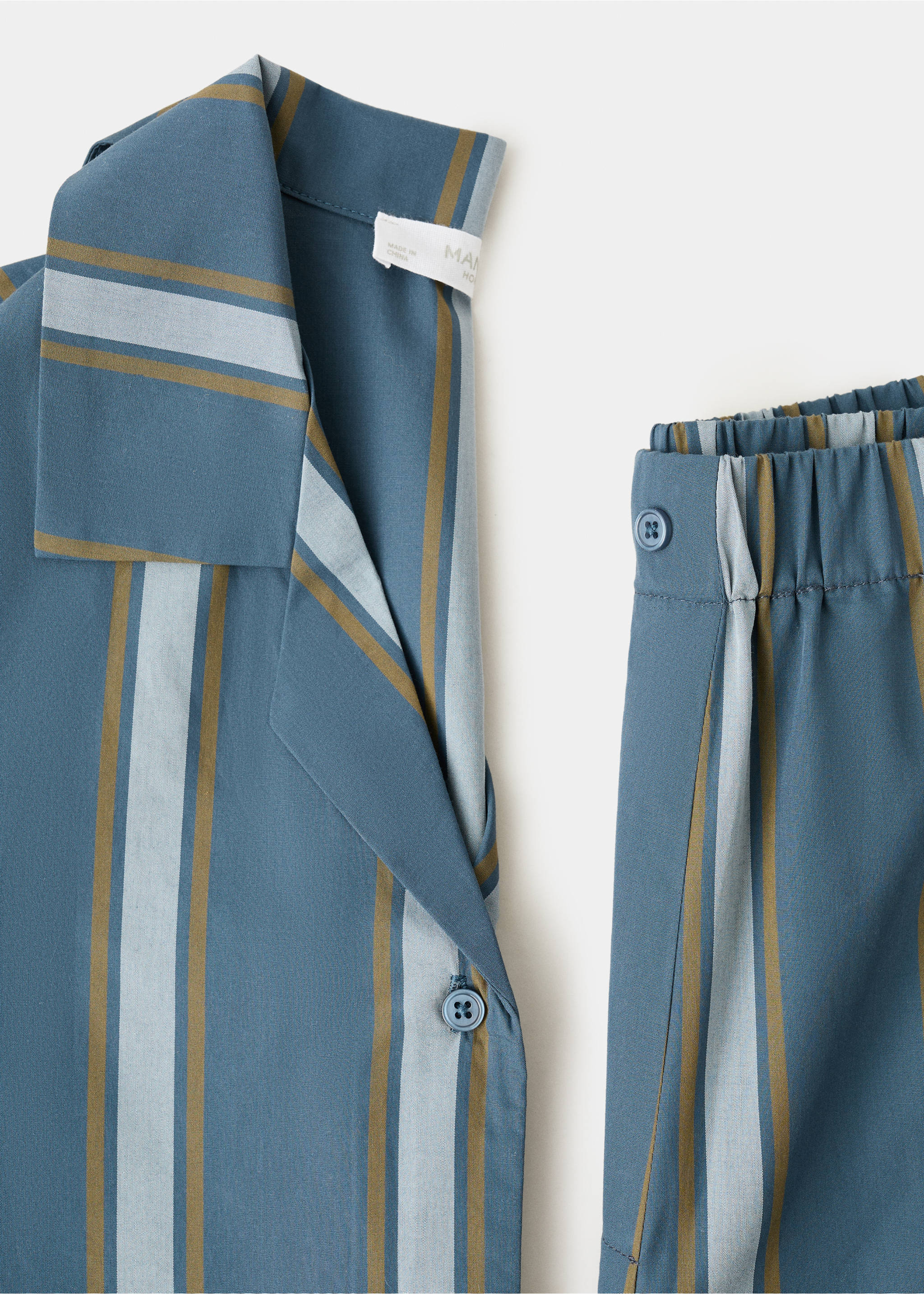 Chemise de pyjama à manches longues motifs rayés - Détail de l'article 8, Turquoise. Ref: 27073324-00.