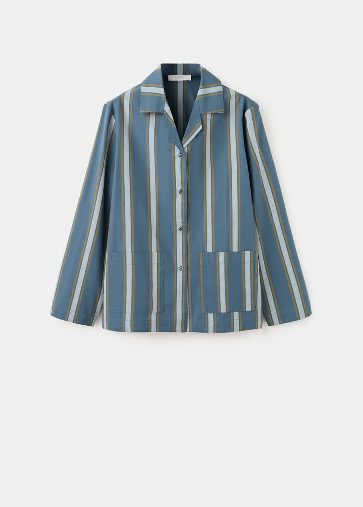 Long sleeve striped pyjama top — Turquoise