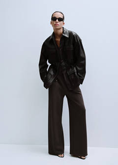 Straight-fit trousers with elastic waist — Chocolate 2