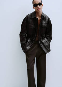 Straight-fit trousers with elastic waist — Chocolate 1