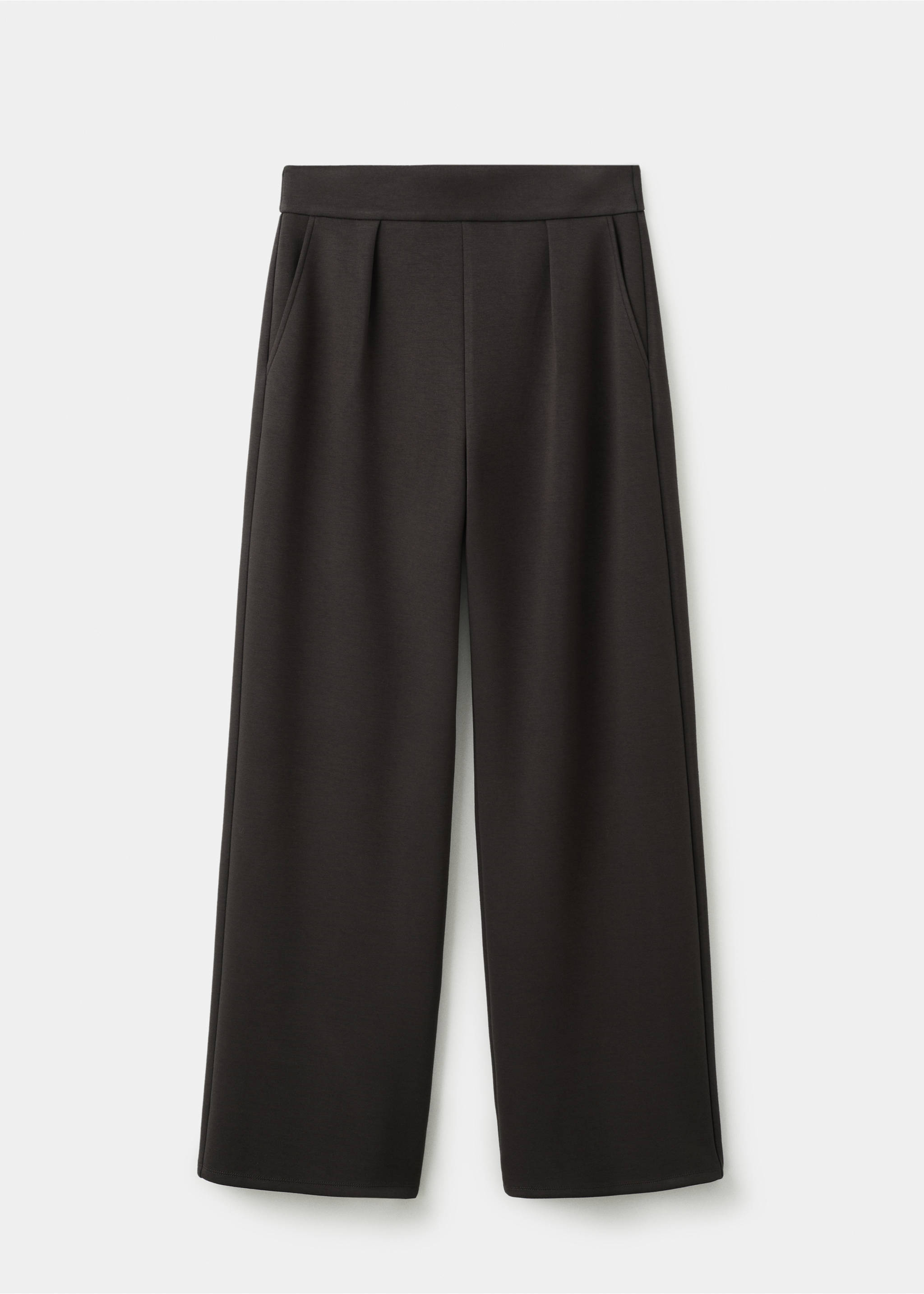 Straight-fit trousers with elastic waist - Article without model, Chocolate. Ref: 27073325-00.