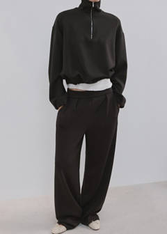 Straight-fit trousers with elastic waist — Chocolate 8