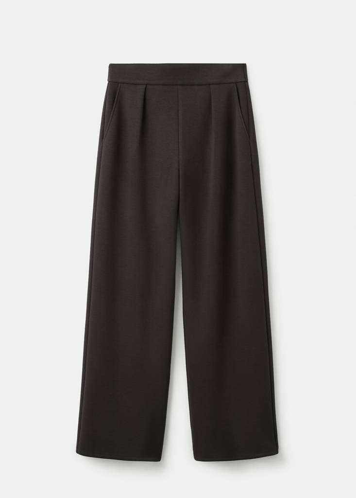 Straight-fit trousers with elastic waist — Chocolate