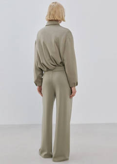 Straight-fit trousers with elastic waist — Khaki 3