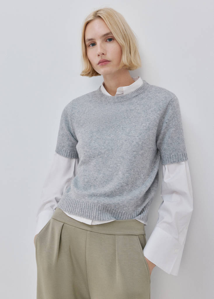 Straight-fit trousers with elastic waist — Khaki
