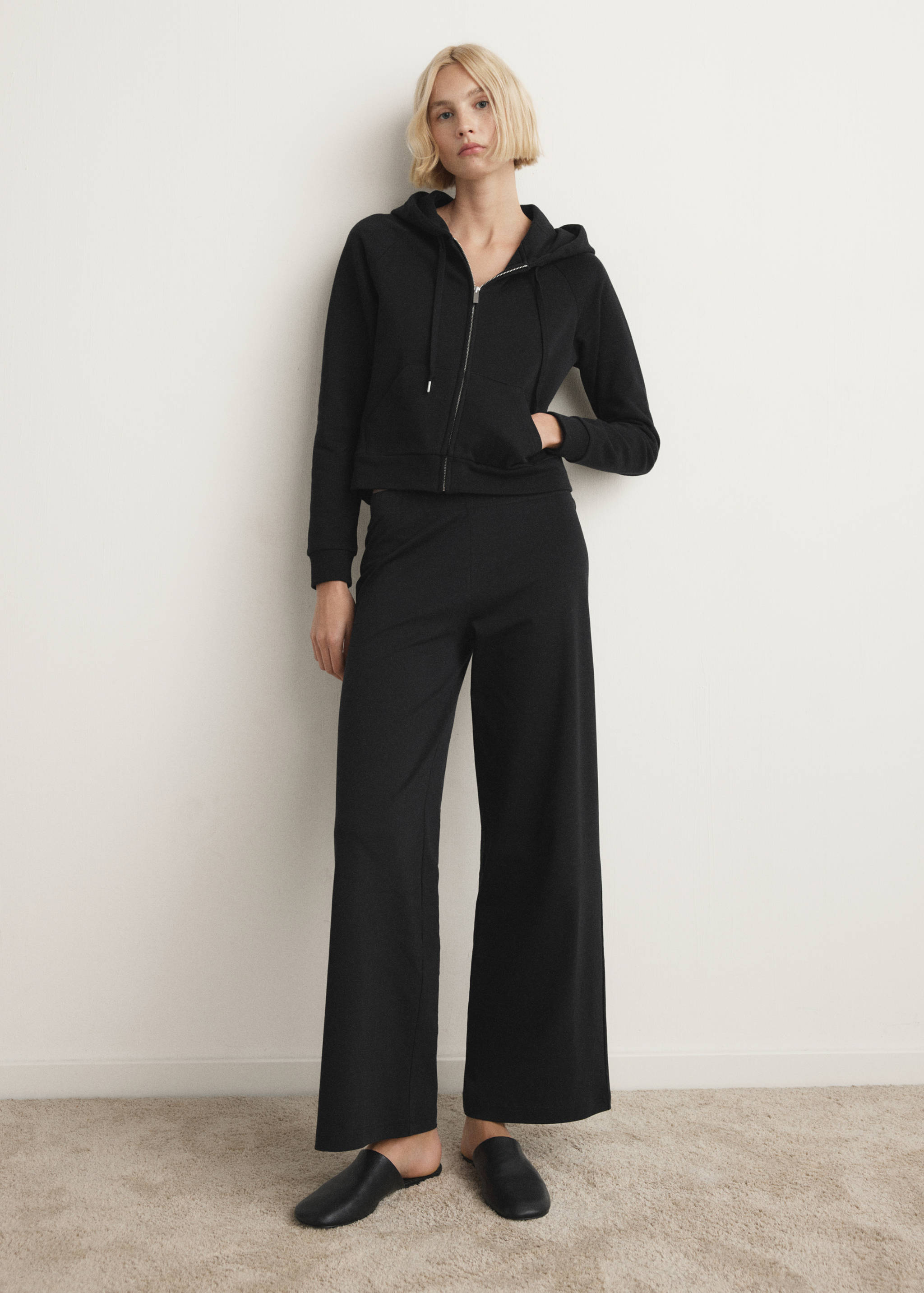 Sudadera pijama algodón detalle capucha - Plano general