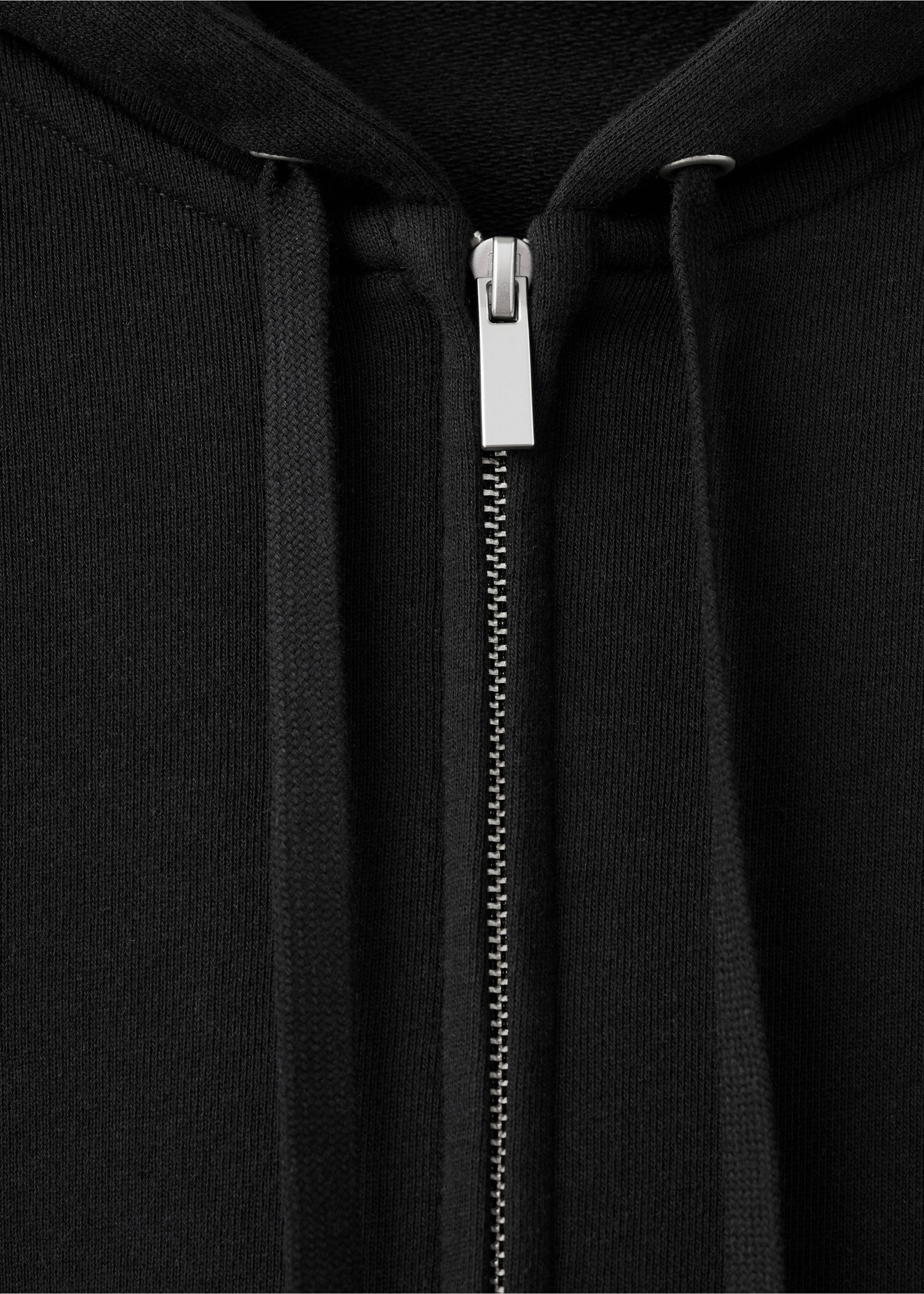 Sudadera pijama algodón detalle capucha - Detalle del artículo 8, Negro. Ref: 27073326-00.