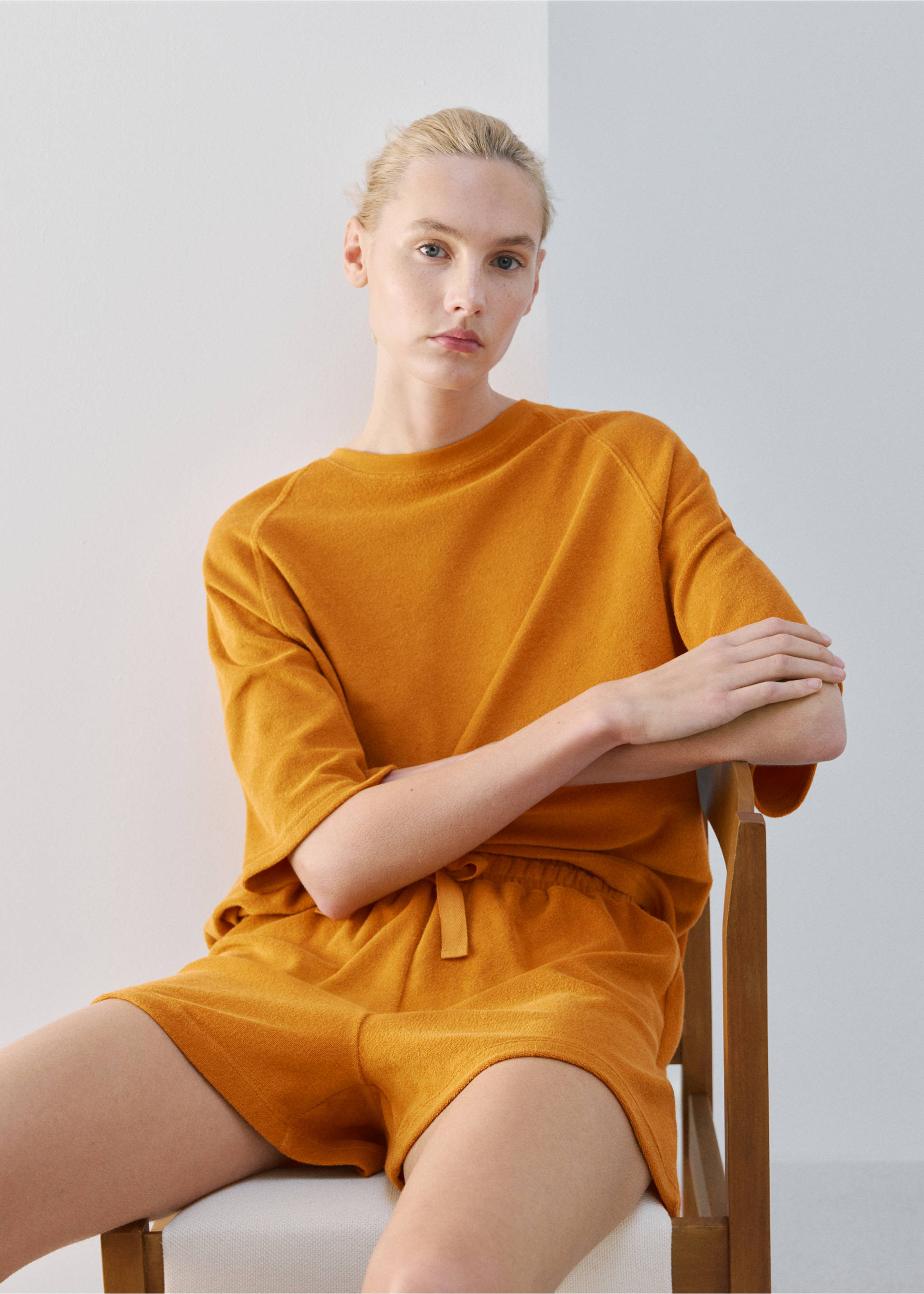 Terry cotton sweater - Medium plane, Orange. Ref: 27073328-00.