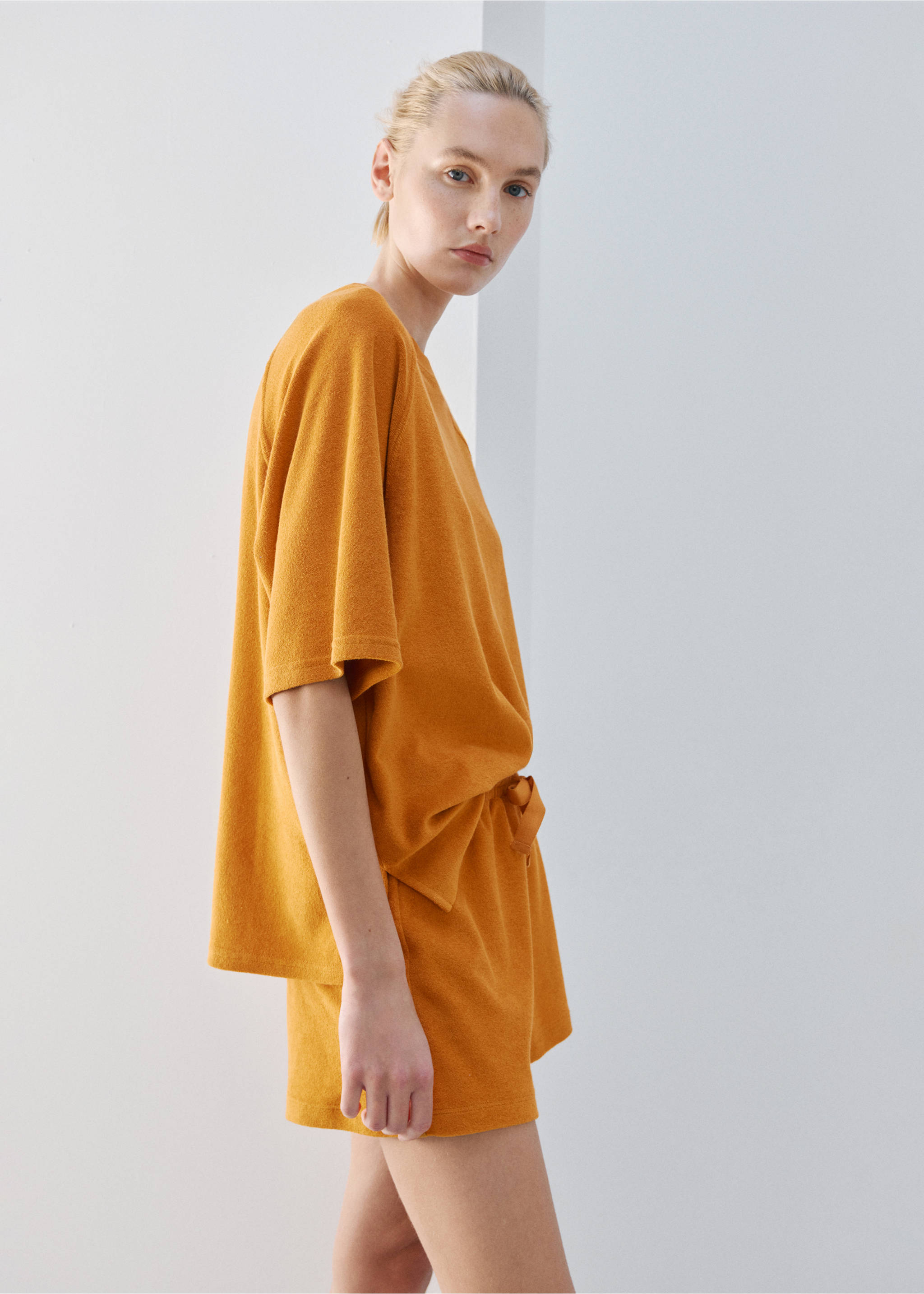 Terry cotton sweater - Details of the article 2, Orange. Ref: 27073328-00.