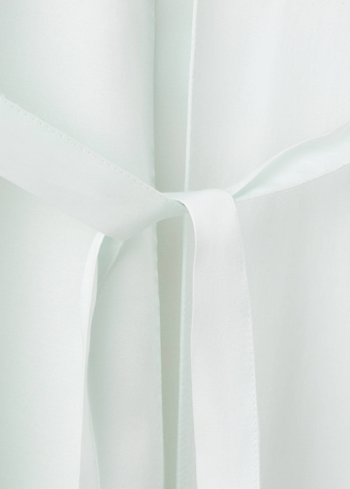 Satin robe with embroidered bow — Blue