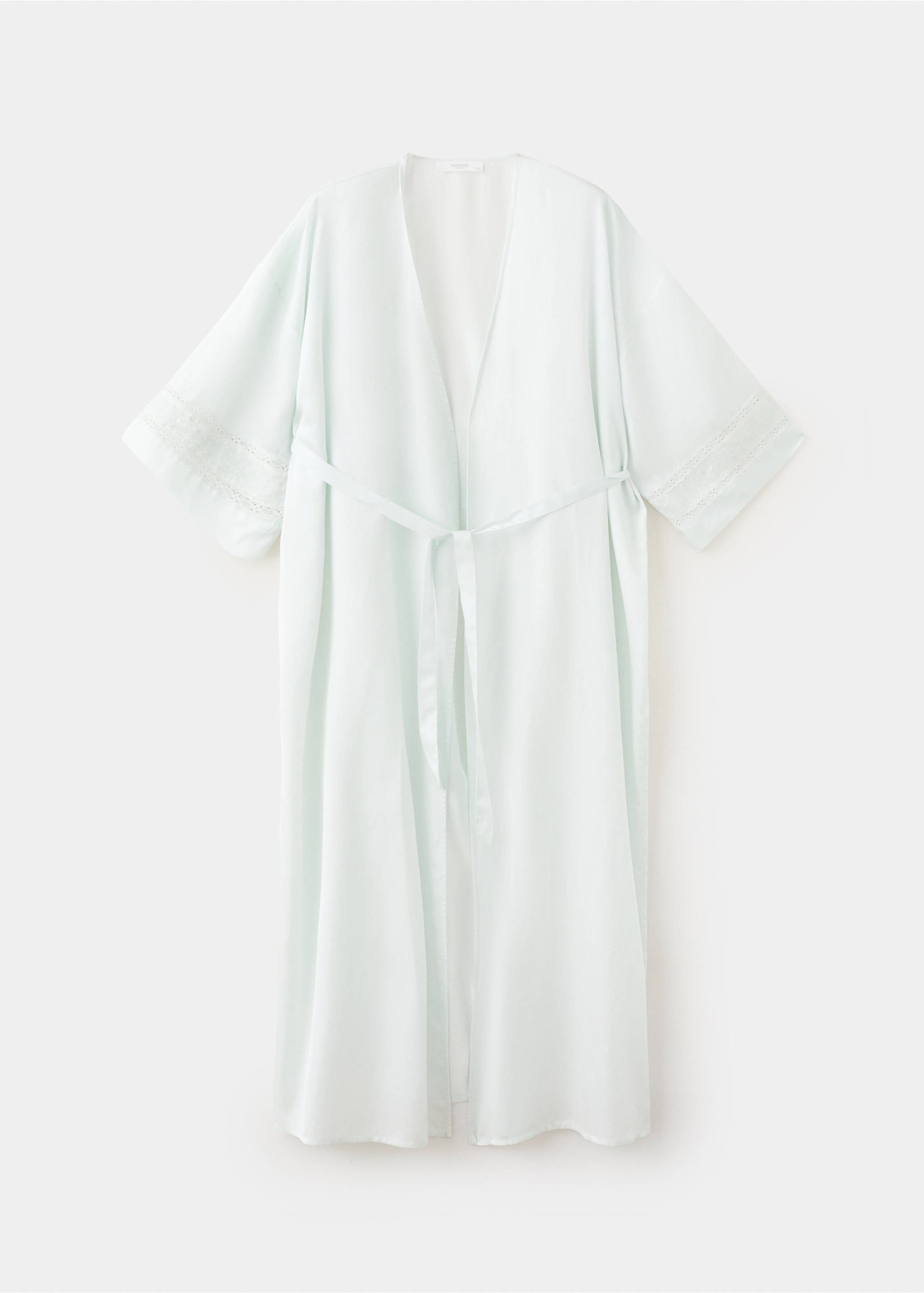 Satin robe with embroidered bow - Article without model, Blue. Ref: 27073331-00.