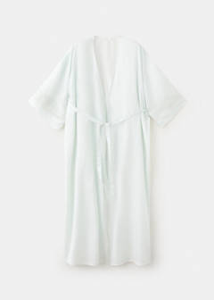 Satin robe with embroidered bow — Blue 6