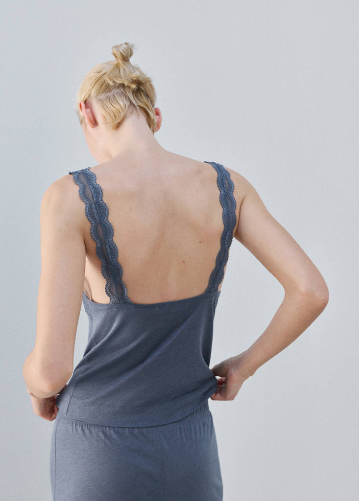 Lace backless top — Blue