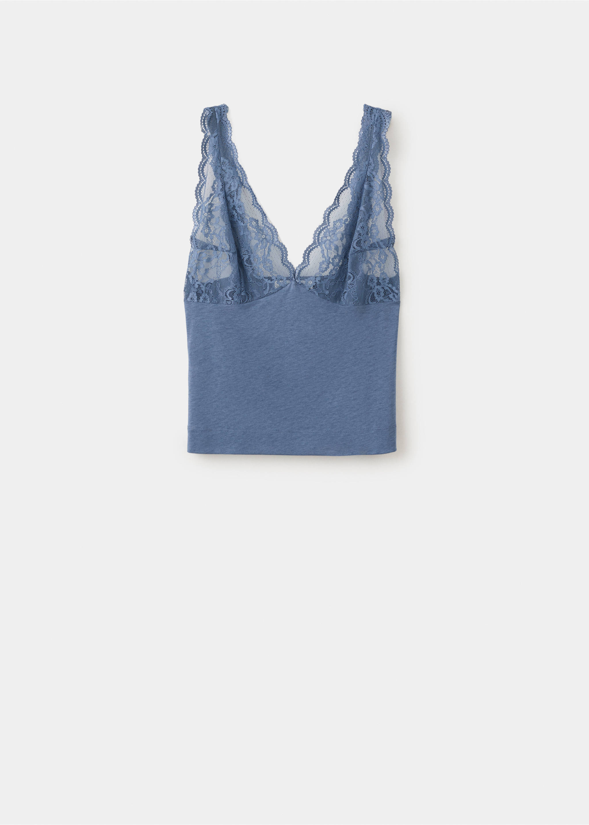 Top à dentelle avec décolleté dans le dos - Article sans modèle, Bleu. Ref: 27073332-00.