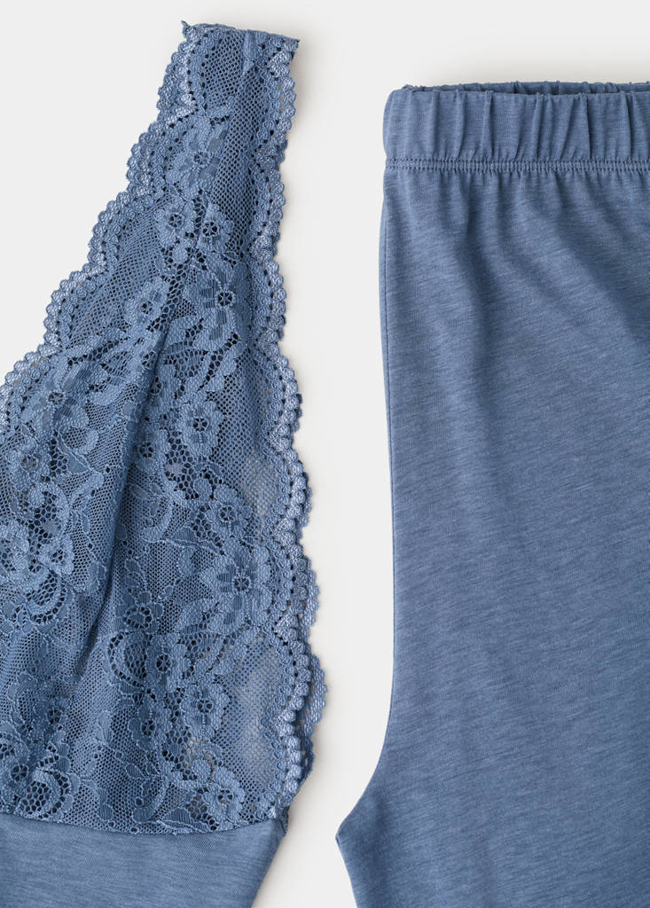 Lace backless top — Blue