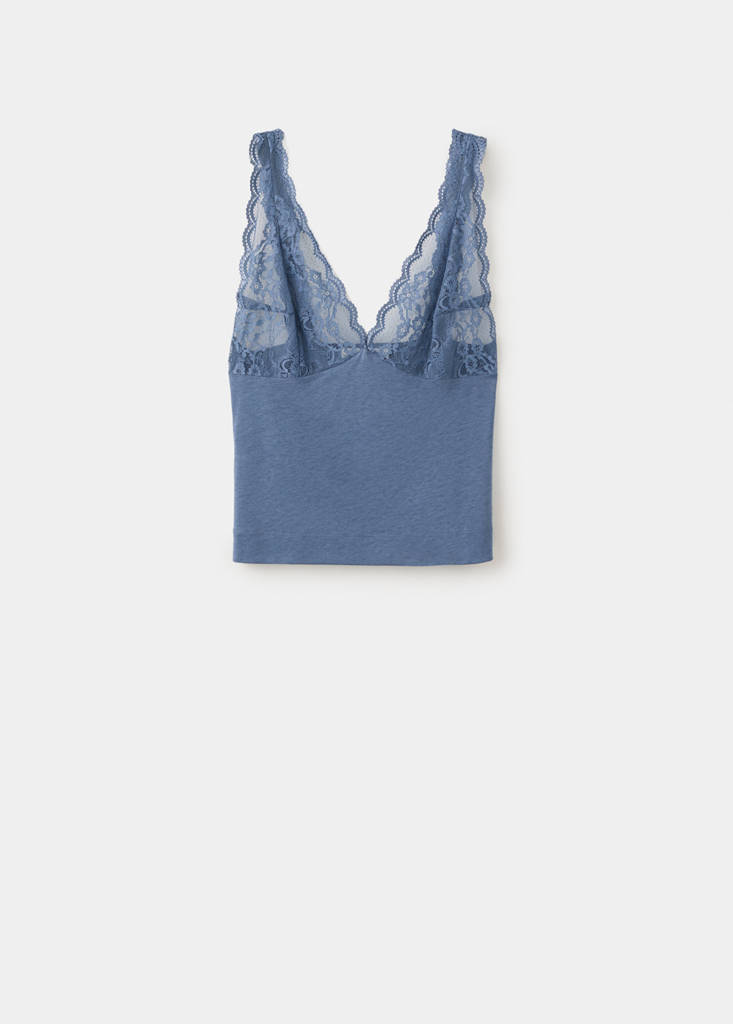 Lace backless top — Blue