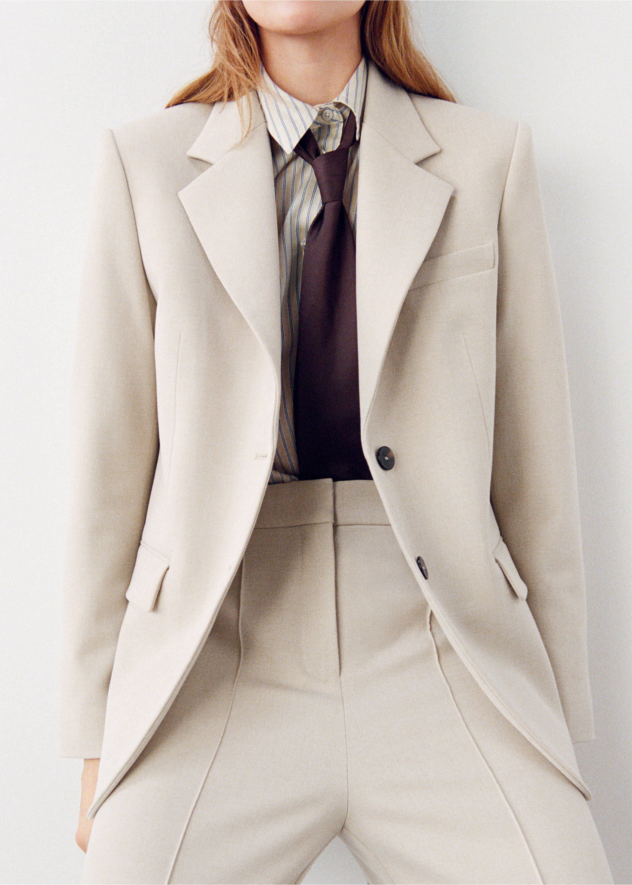 Double-breasted suit jacket - General plane, Ivory White. Ref: 27073333-00.