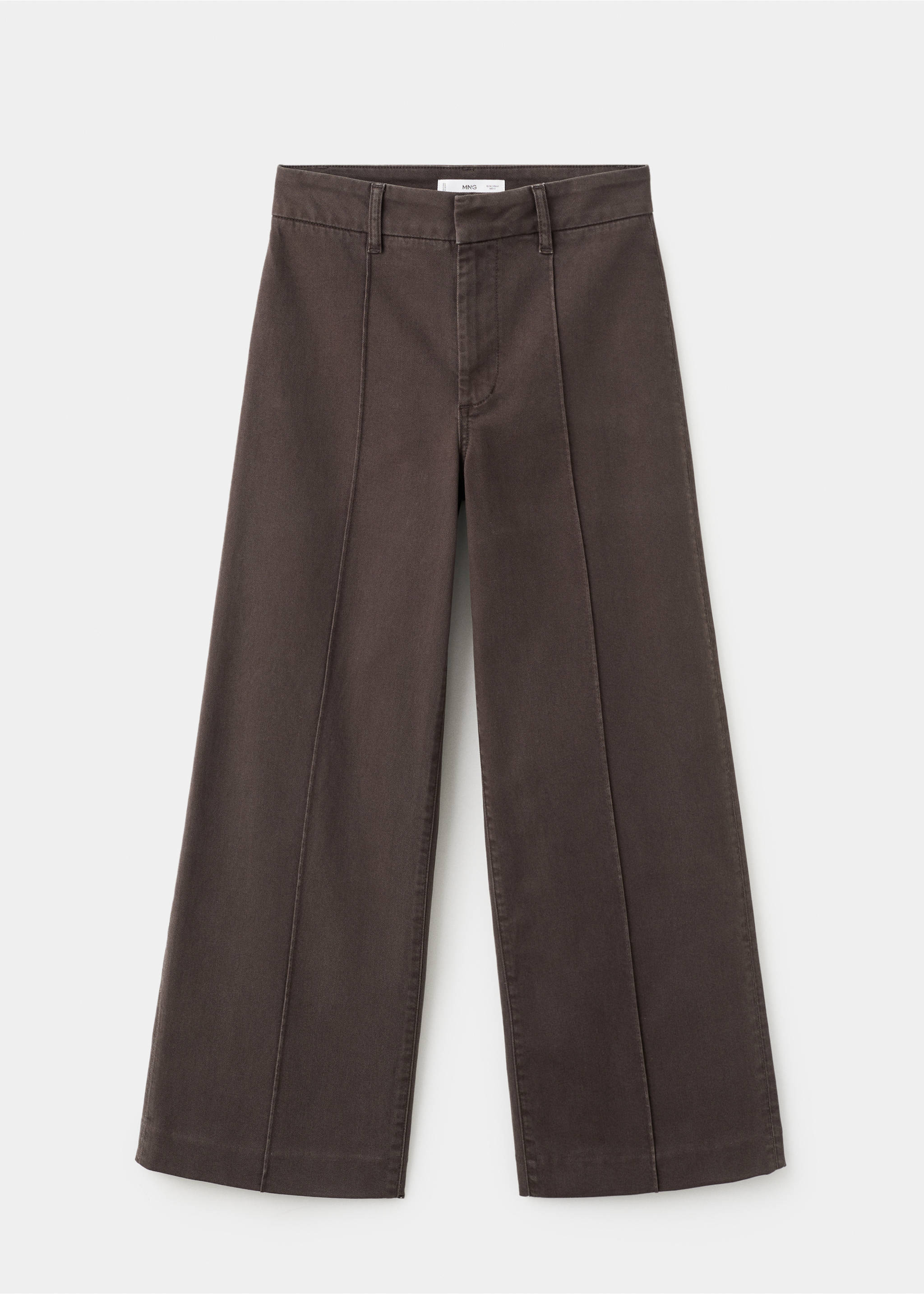 High-waisted wide leg jeans with stitching - Article without model, Chocolate. Ref: 27073337-00.