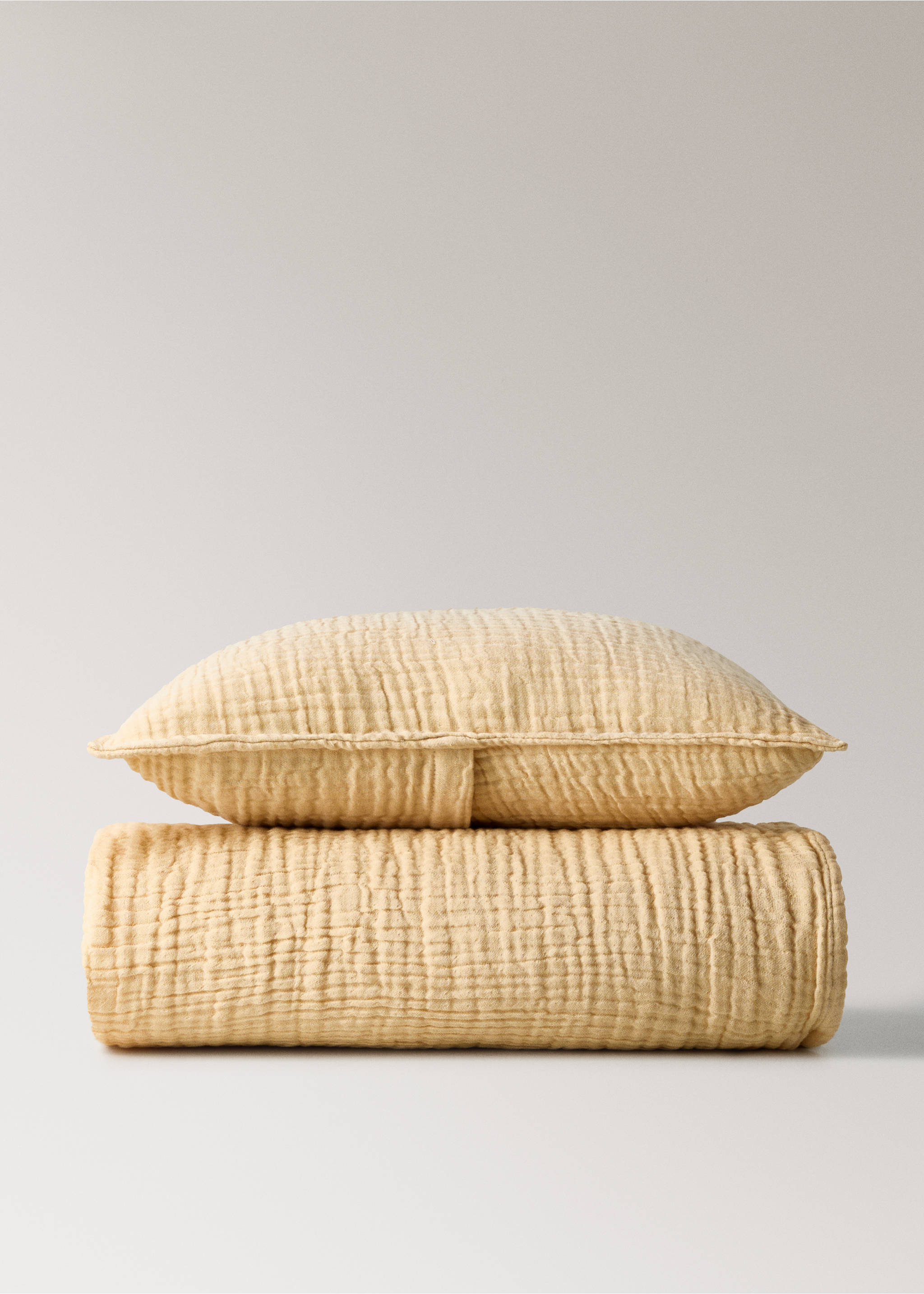 Children's cushion cover cotton gauze garment-dyed 30x40cm - Details of the article 5, Yellow. Ref: 27073338-00.