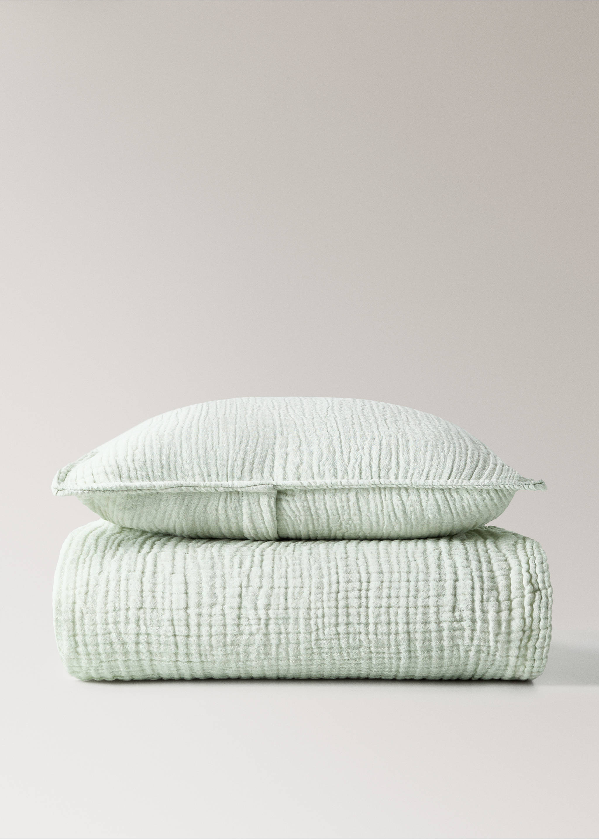 Housse de coussin enfant en gaze de coton teint en pièce, 30 x 40 cm - Détail de l'article 5, Vert d´eau. Ref: 27073338-00.