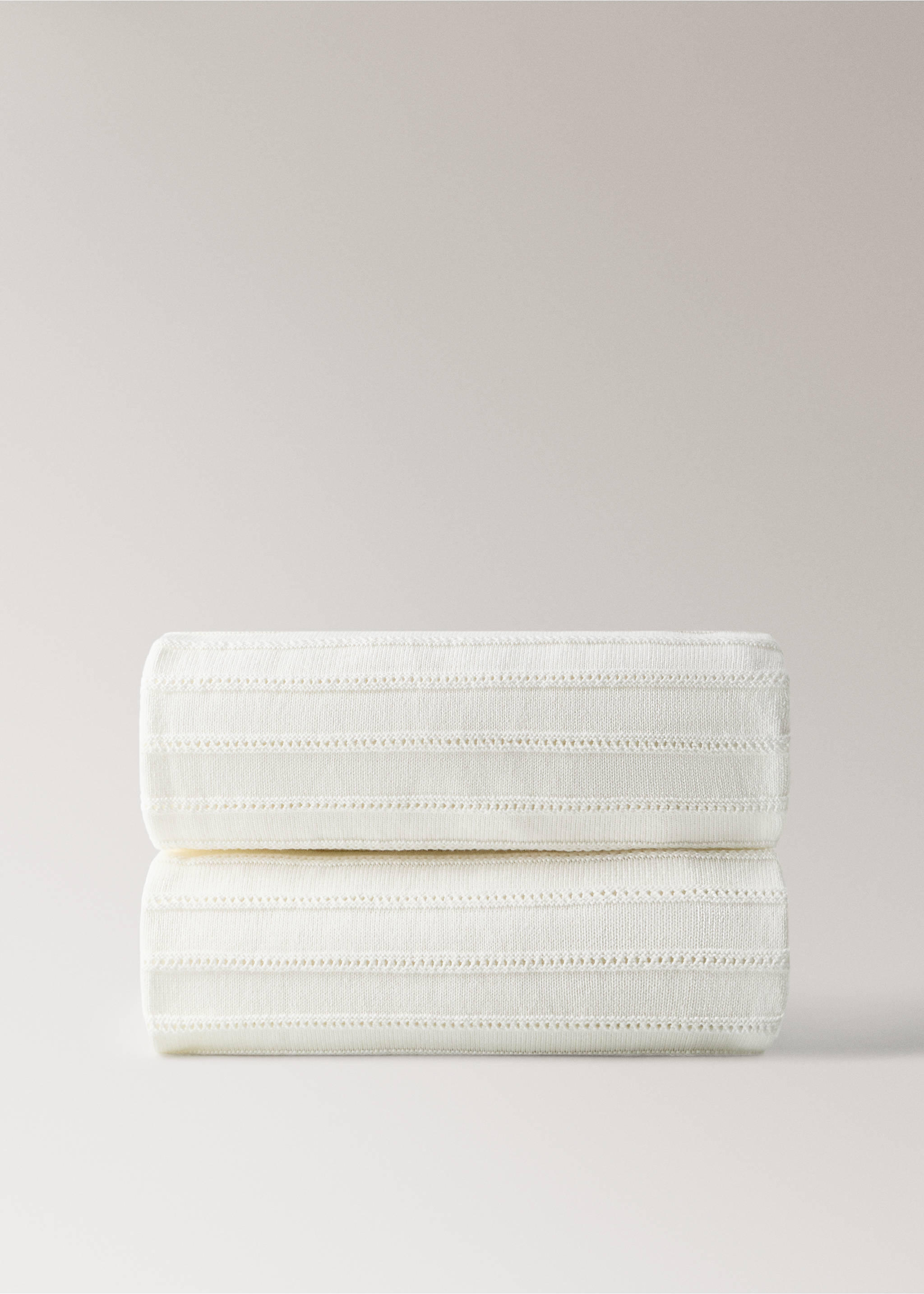 Children's cotton striped blanket - Article without model, Off White. Ref: 27073339-00.