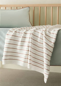 Children's cotton striped blanket — Caramel 1