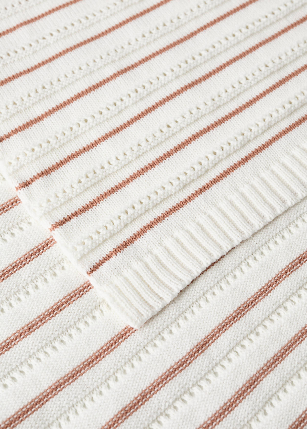 Children's cotton striped blanket — Caramel