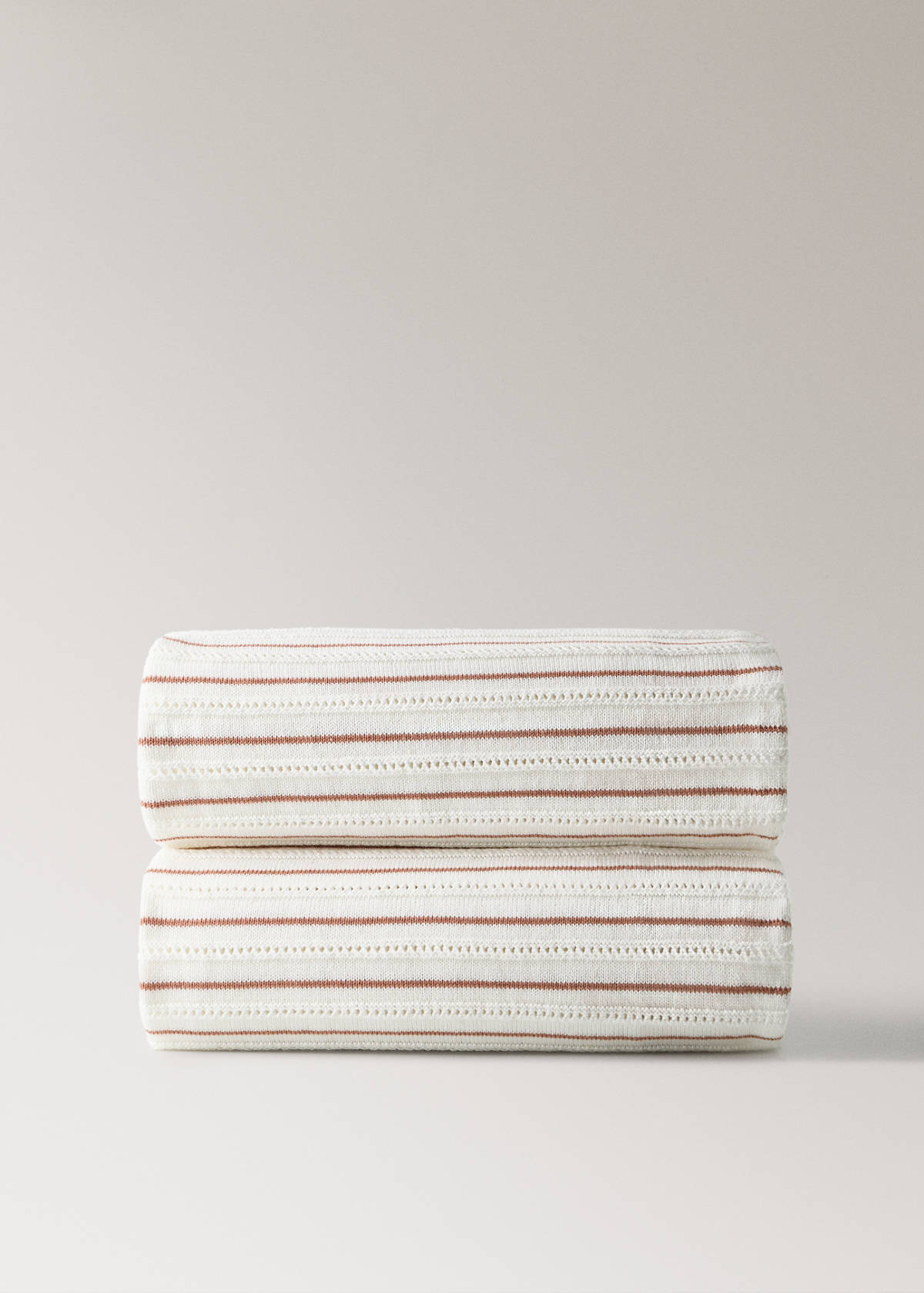 Children's cotton striped blanket — Caramel