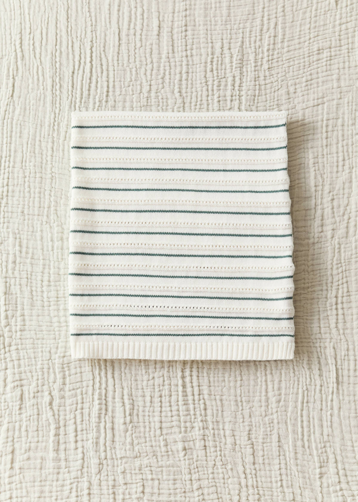 Children's cotton striped blanket — Petrol Blue