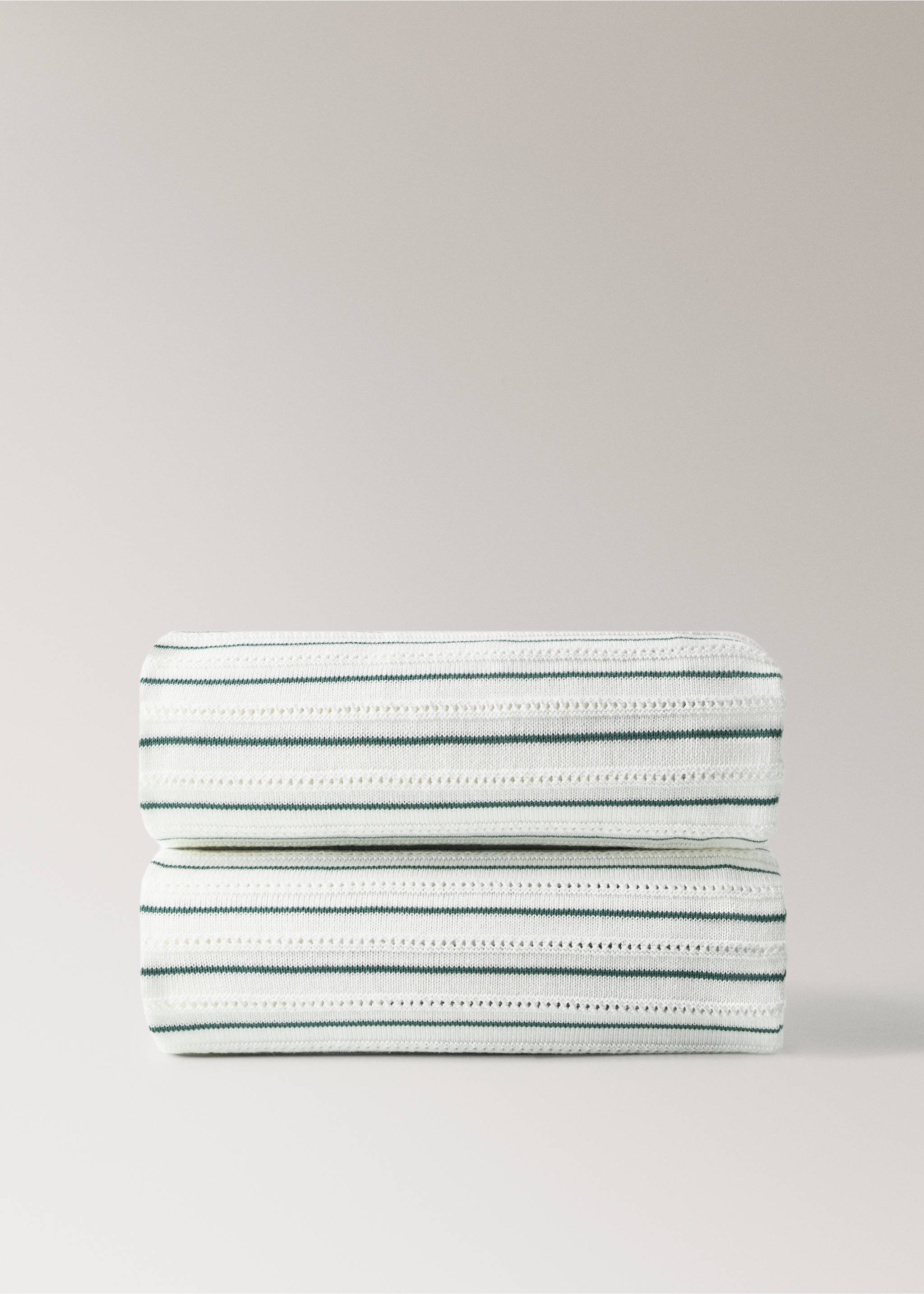 Children's cotton striped blanket - Article without model, Petrol Blue. Ref: 27073339-00.