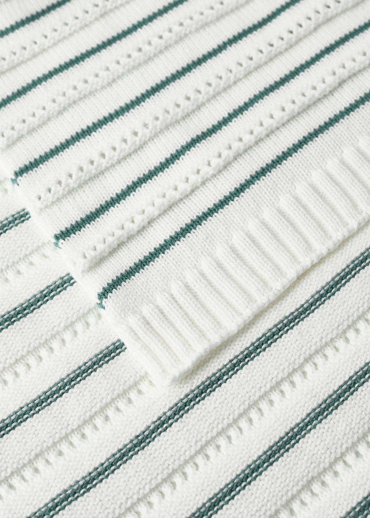 Children's cotton striped blanket — Petrol Blue