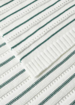 Children's cotton striped blanket — Petrol Blue 2