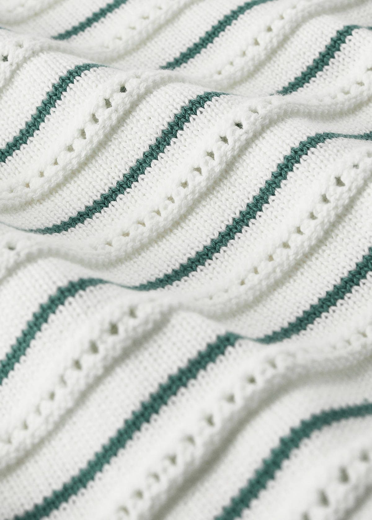 Children's cotton striped blanket — Petrol Blue