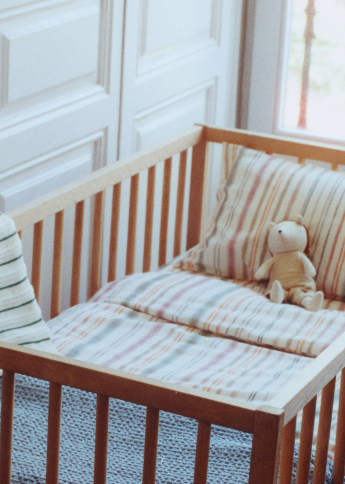 Children's cotton striped blanket — Petrol Blue
