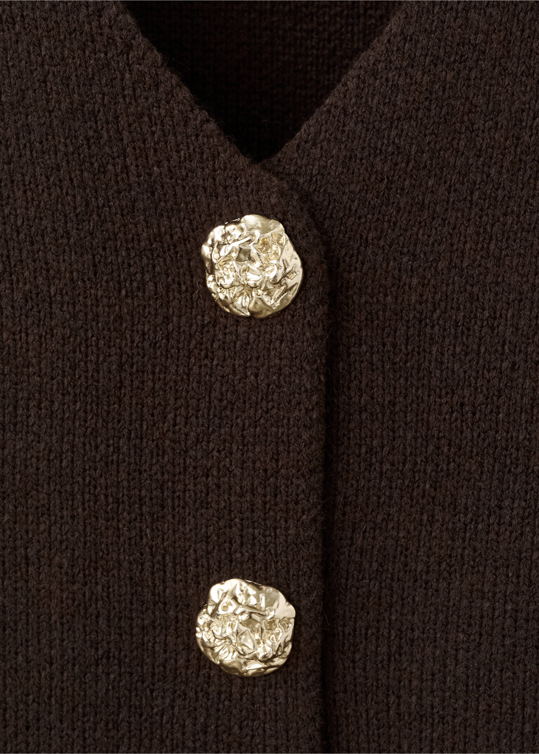 Knitted jacket with jewel buttons - Details of the article 0, Chocolate. Ref: 27073344-00.