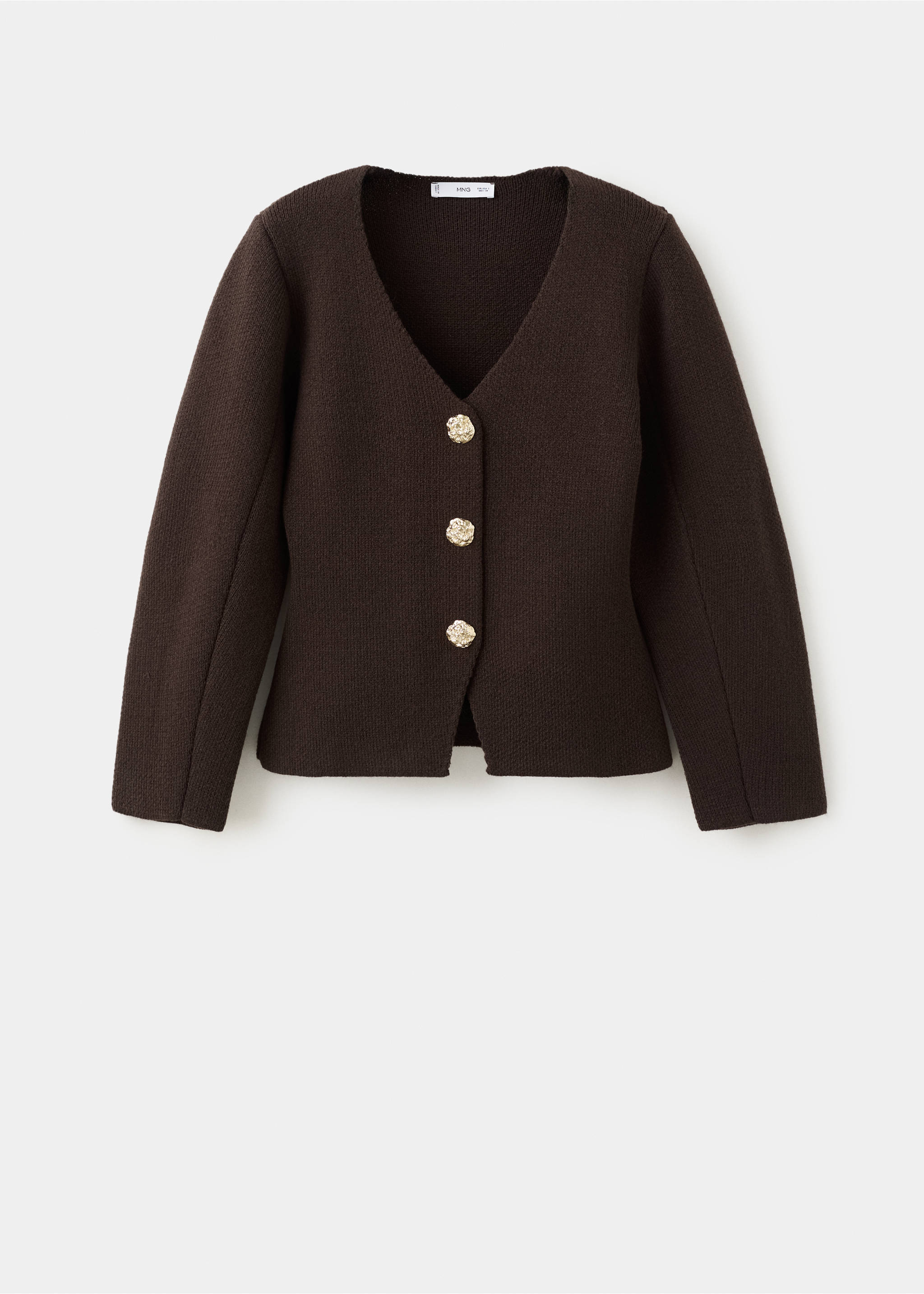 Knitted jacket with jewel buttons - Article without model, Chocolate. Ref: 27073344-00.