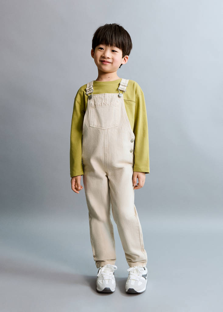 Long denim dungarees — Ice Grey