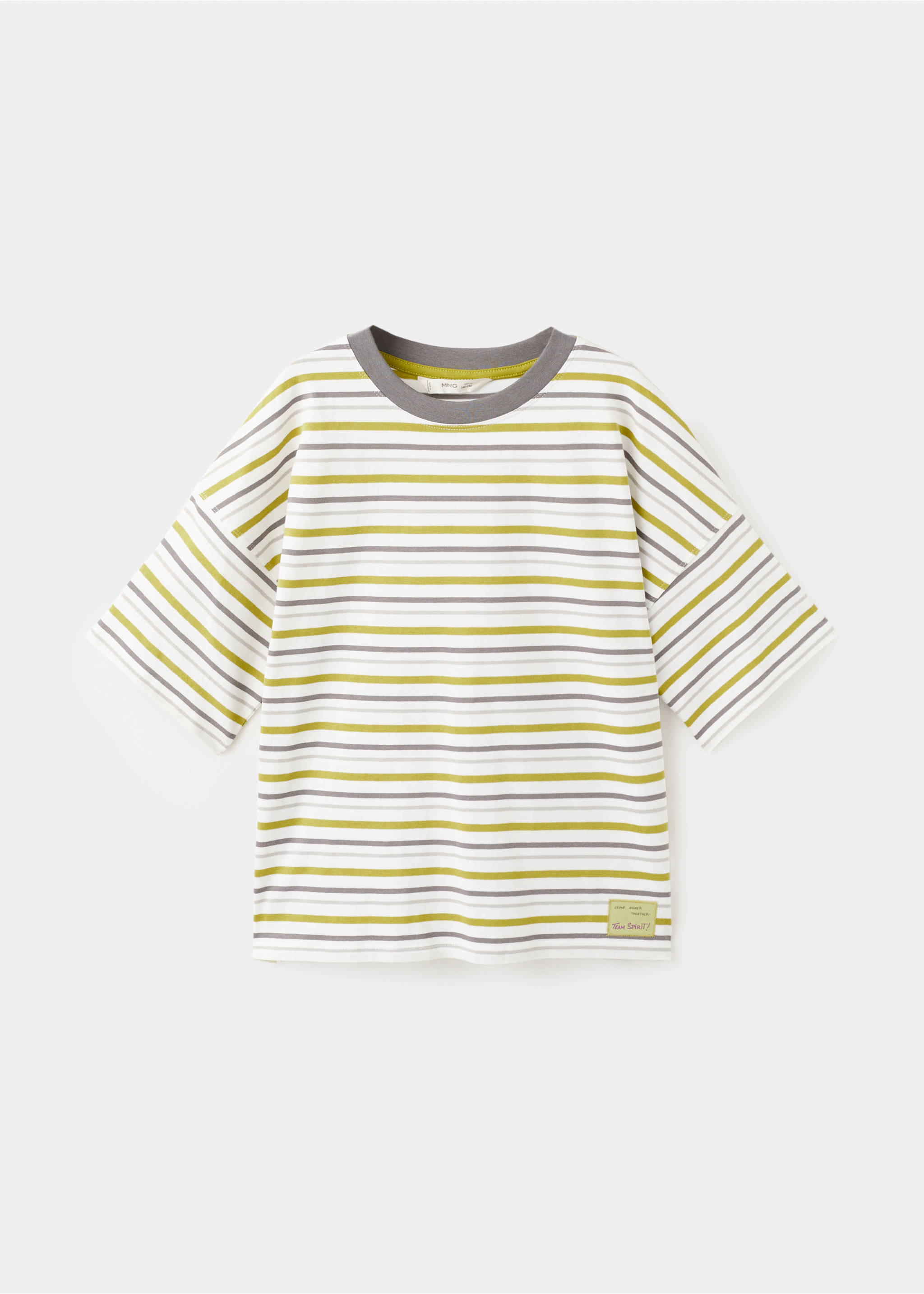 Striped contrast T-shirt - Article without model, Lime. Ref: 27073710-00.