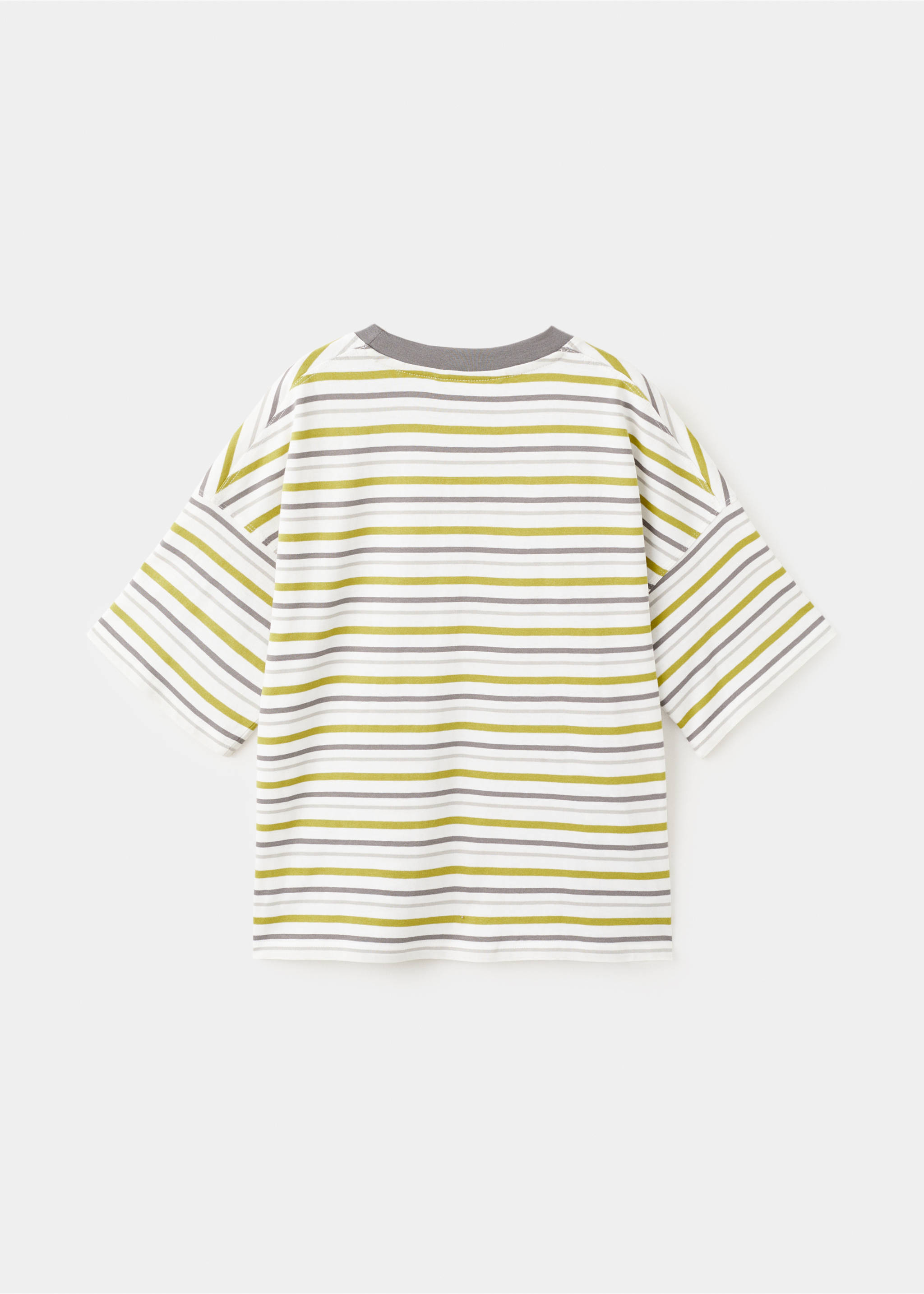 Striped contrast T-shirt - Reverse of the article, Lime. Ref: 27073710-00.